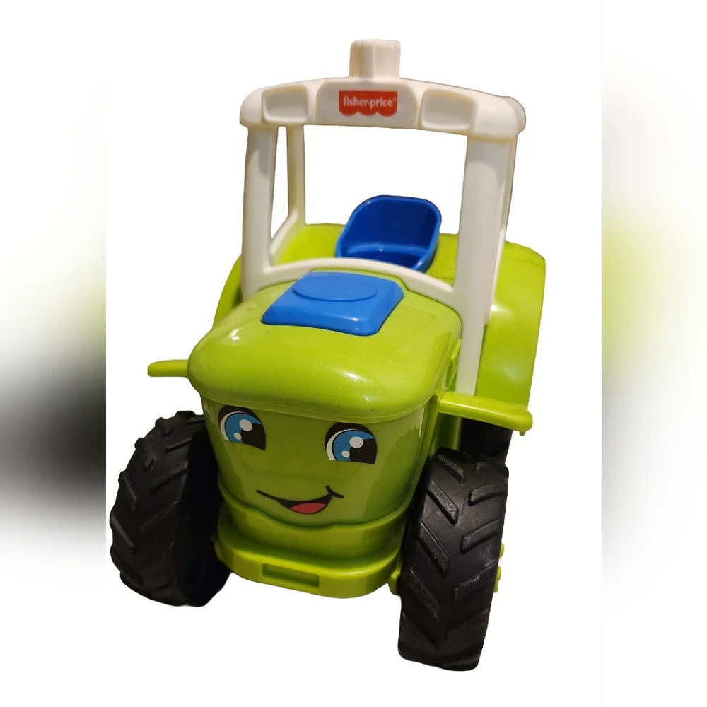 Fisher Price Little People Green Farm Tractor with Trailer Playset Toddler Toy - Picture 3 of 5
